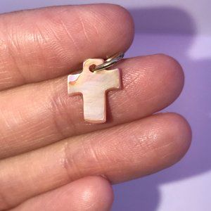 Small Orange Shell Cross Charms